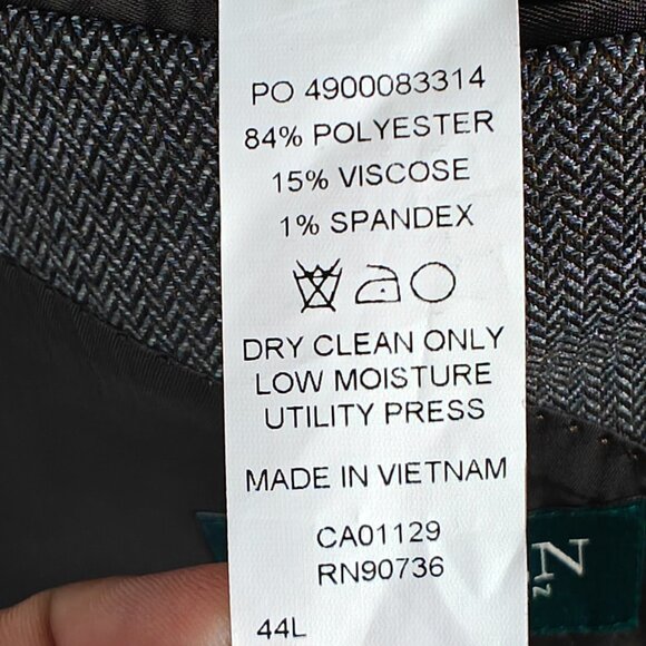 Lauren Ralph Lauren Mens Sport Coat Blazer Two Button Brown Gray Herringbone 44L - Picture 15 of 15